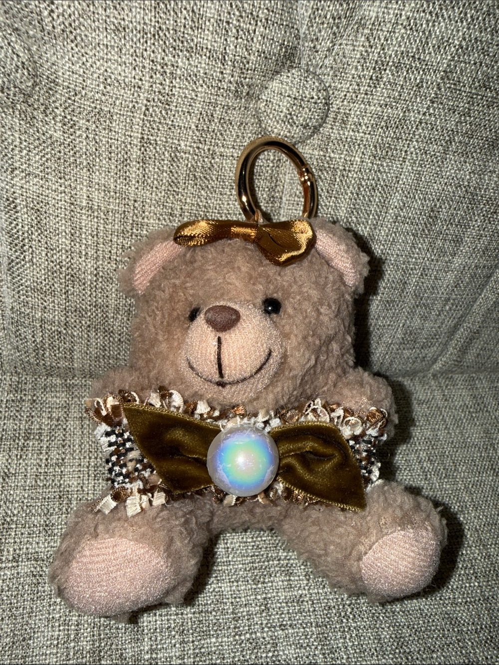 🐻 Teddy bear key purse charm with brown bow
